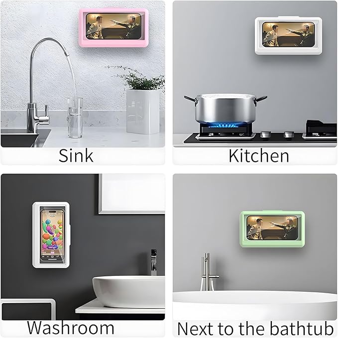 ✨ 360° Rotating Waterproof Shower Phone Holder (Anti-Fog Wall-Mounted Touch Screen Case) ✨