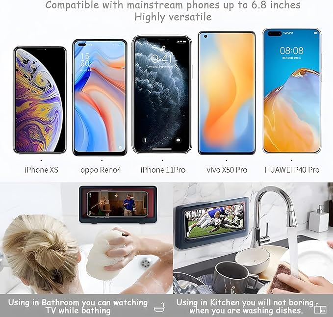 ✨ 360° Rotating Waterproof Shower Phone Holder (Anti-Fog Wall-Mounted Touch Screen Case) ✨