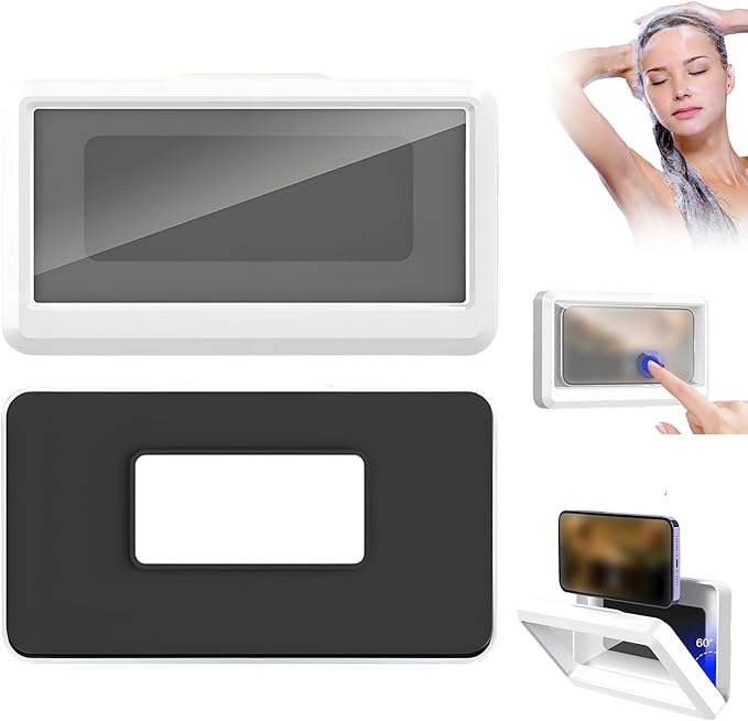 ✨ 360° Rotating Waterproof Shower Phone Holder (Anti-Fog Wall-Mounted Touch Screen Case) ✨