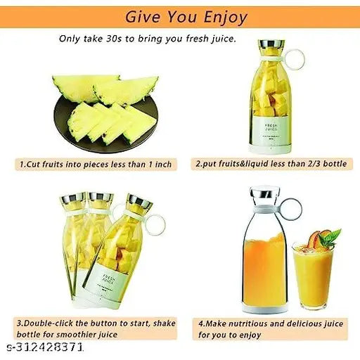 Title: 🍓 Portable Mini Electric Juicer Bottle: 4-Blade Personal Size Blender & Wireless Smoothie Maker 🥝