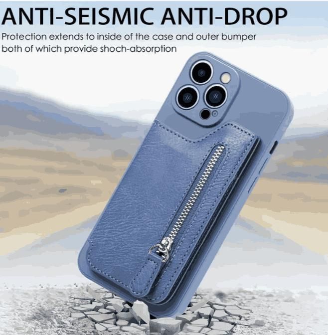 EZ-Wallet Pro Multi-Functional Stick-On Wallet Case: Premium Silicone Mobile Cover with Zipper Storage & Stand Function ✨