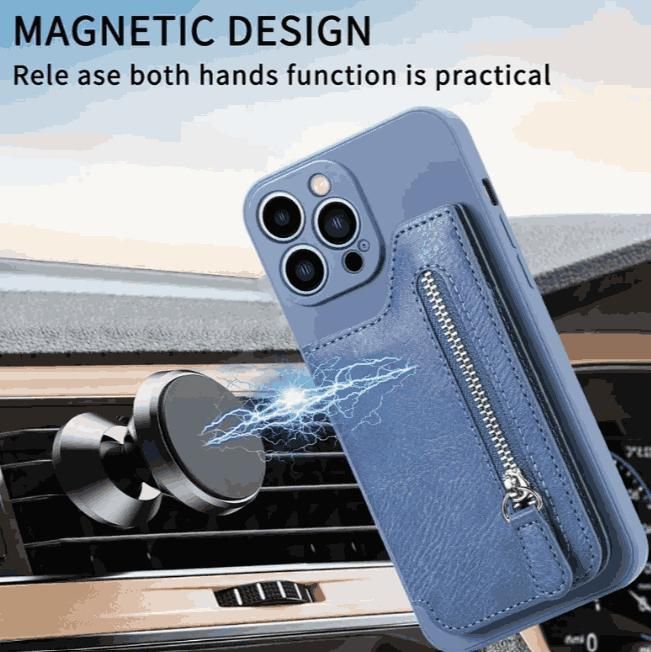 EZ-Wallet Pro Multi-Functional Stick-On Wallet Case: Premium Silicone Mobile Cover with Zipper Storage & Stand Function ✨
