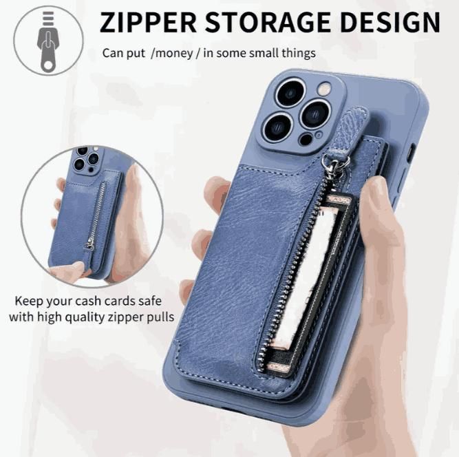 EZ-Wallet Pro Multi-Functional Stick-On Wallet Case: Premium Silicone Mobile Cover with Zipper Storage & Stand Function ✨