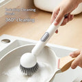 Rotatable Liquid Dispensing Dish Cleaning Brush | Soap Dispensing Kitchen Scrub Brush with 6-Position Rotating Head | Multi-Purpose Sink, Pot & Pan Cleaning Brush
