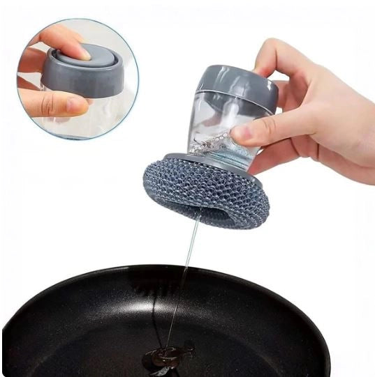 Premium 2-in-1 Liquid Soap Dispensing Cleaning Brush with Scrub Pad