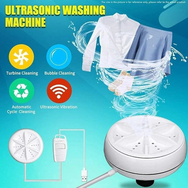 Portable USB Ultrasonic Mini Washing Machine with Suction Cup | Compact Turbine Washer for Travel, Baby Clothes, Underwear & Delicate Laundry