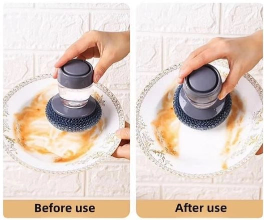 Premium 2-in-1 Liquid Soap Dispensing Cleaning Brush with Scrub Pad
