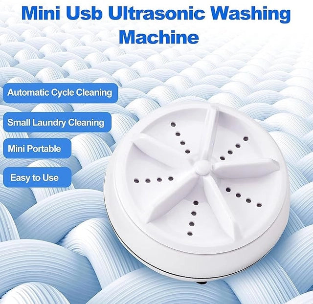 Portable USB Ultrasonic Mini Washing Machine with Suction Cup | Compact Turbine Washer for Travel, Baby Clothes, Underwear & Delicate Laundry